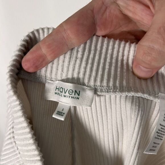 Haven Well Within Joggers Women's Small White Pull On Pockets Drawstring Ribbed - Picture 9 of 10